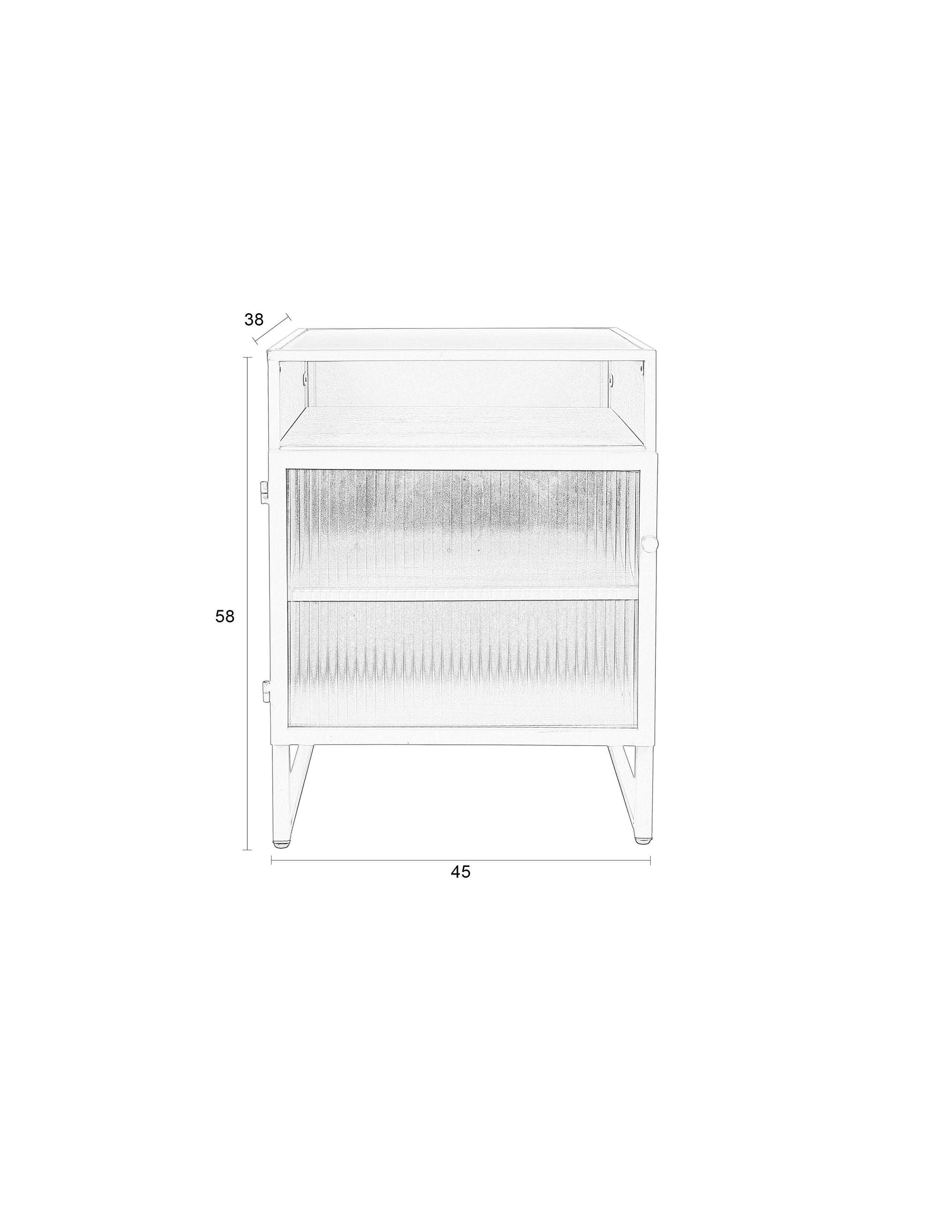 Herbe Green Wood & Ribbed Glass Bedside Table